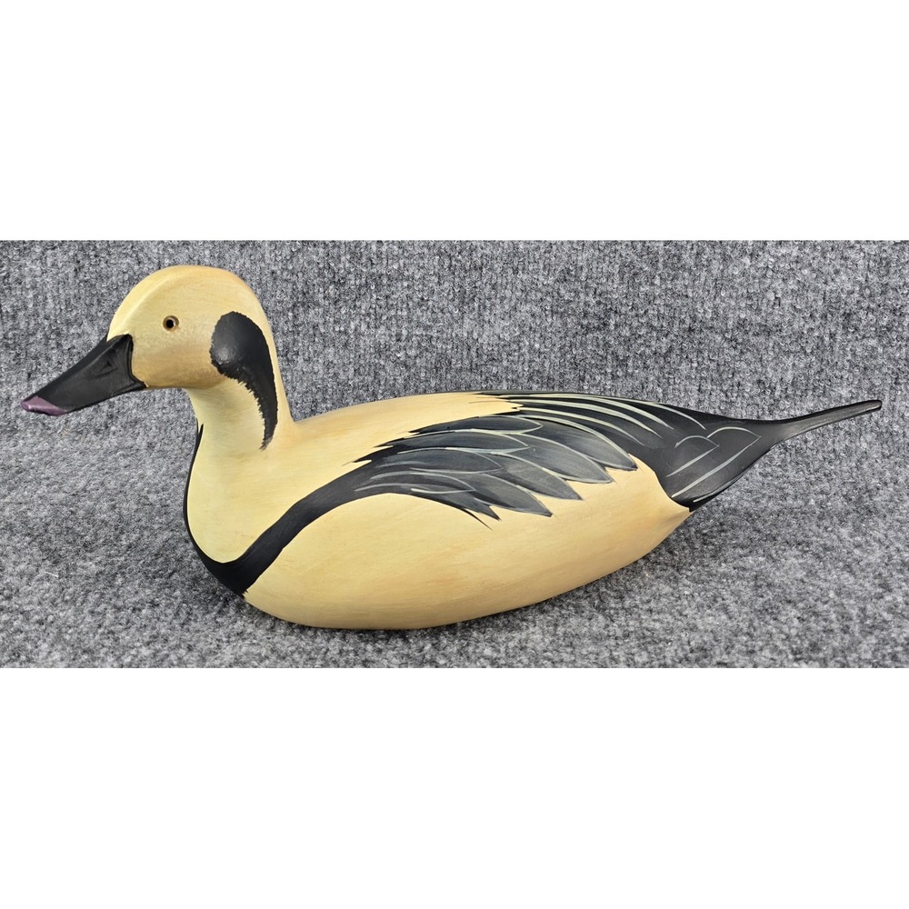 Ducks Unlimited Medallion Series Steller's Eider Duck Decoy Vtg Cream 17x5x6"